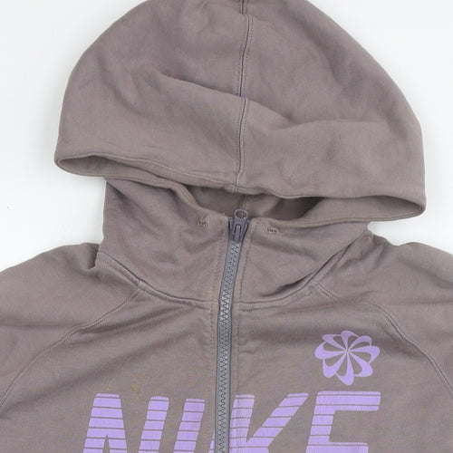 Nike Mens Grey Cotton Full Zip Hoodie Size L - Logo