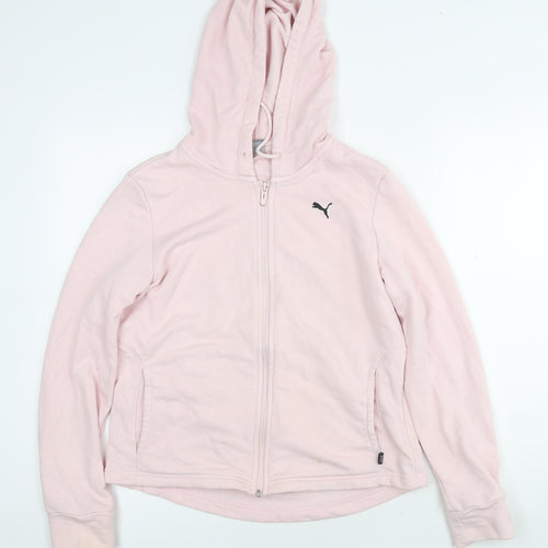 PUMA Womens Pink Cotton Full Zip Hoodie Size L Zip