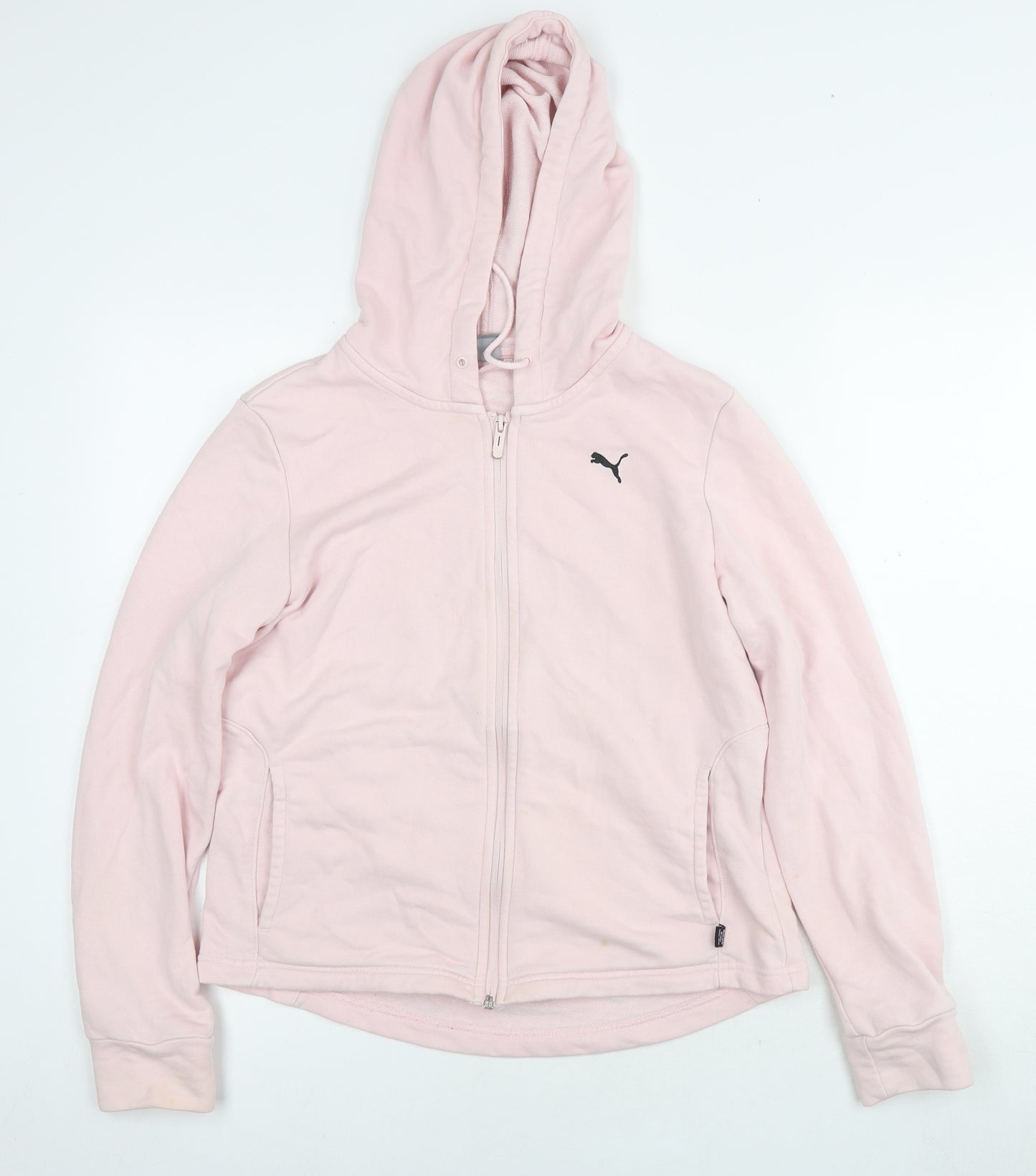 PUMA Womens Pink Cotton Full Zip Hoodie Size L Zip