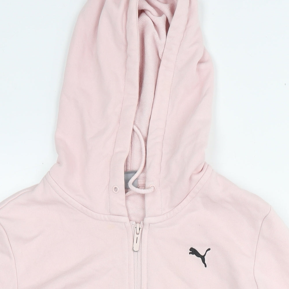 PUMA Womens Pink Cotton Full Zip Hoodie Size L Zip