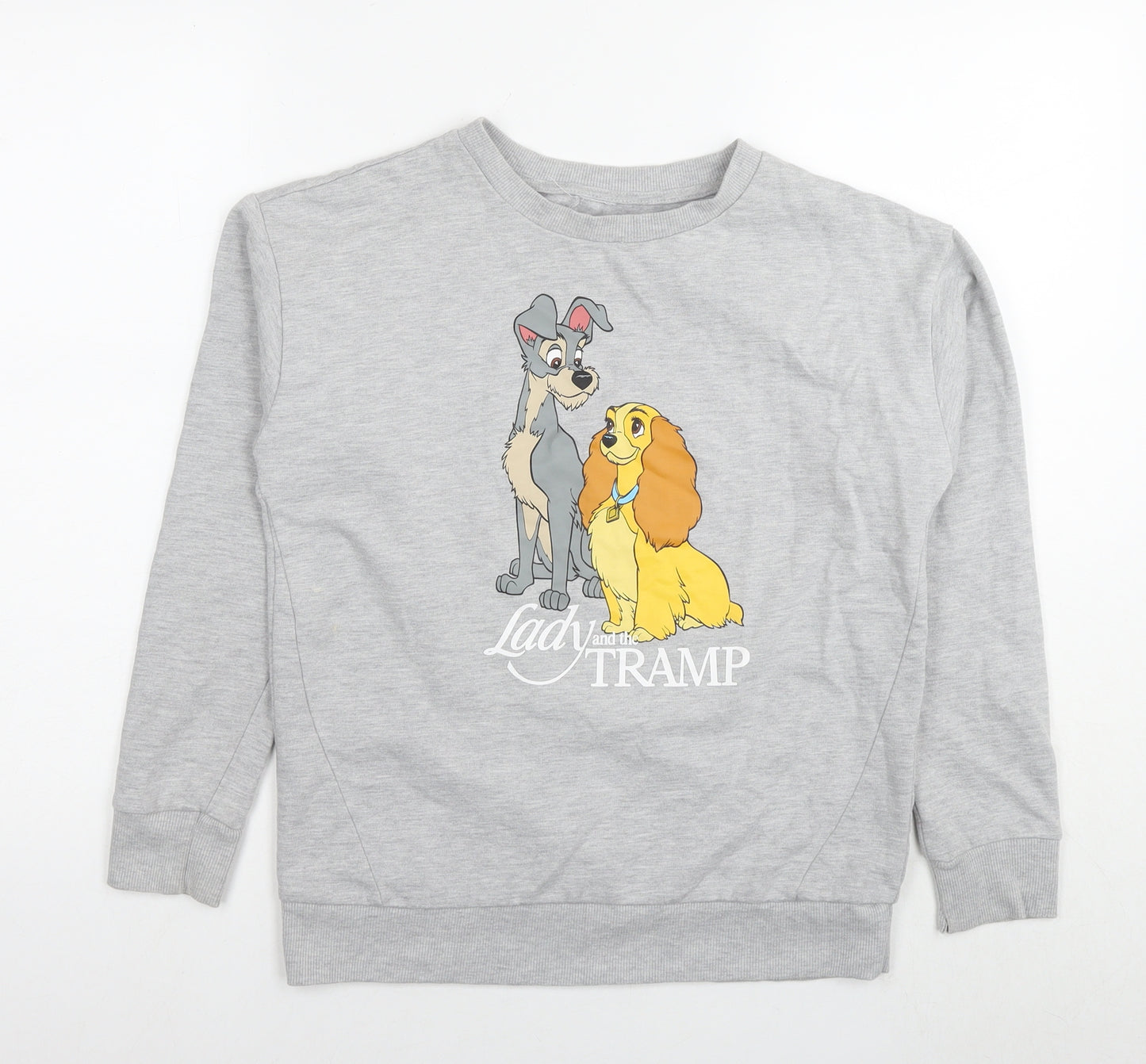 Lady And The Tramp Womens Grey Cotton Pullover Sweatshirt Size 8 Pullover - Logo