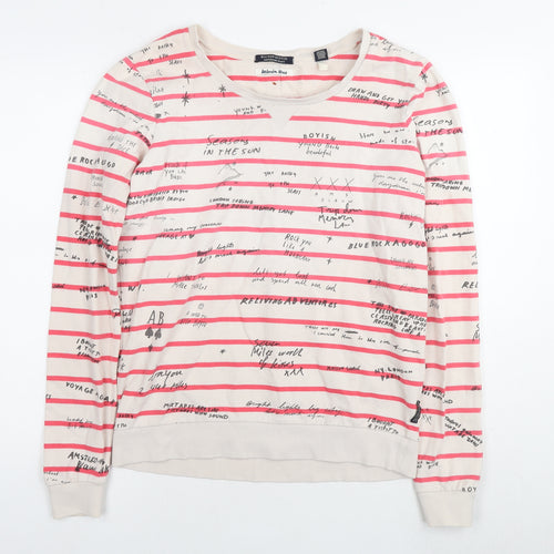 Maison Scotch Womens Ivory Striped Cotton Pullover Sweatshirt Size M Pullover - Text