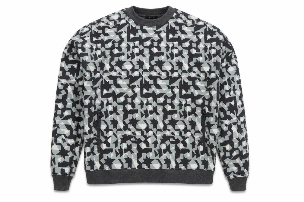 Front view of Villain men’s multicoloured geometric polyester pullover sweatshirt, size S
