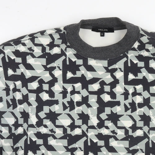 Villain Mens Multicoloured Geometric Polyester Pullover Sweatshirt Size S