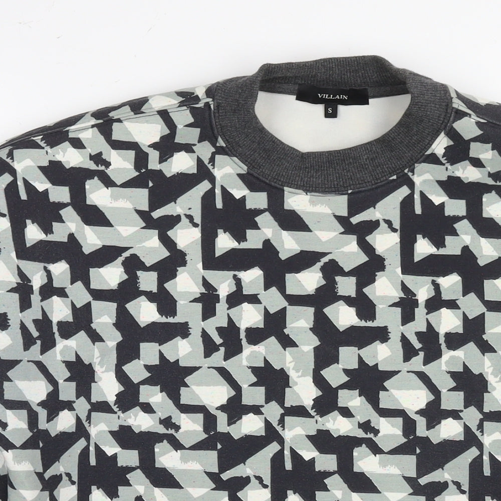 Villain Mens Multicoloured Geometric Polyester Pullover Sweatshirt Size S