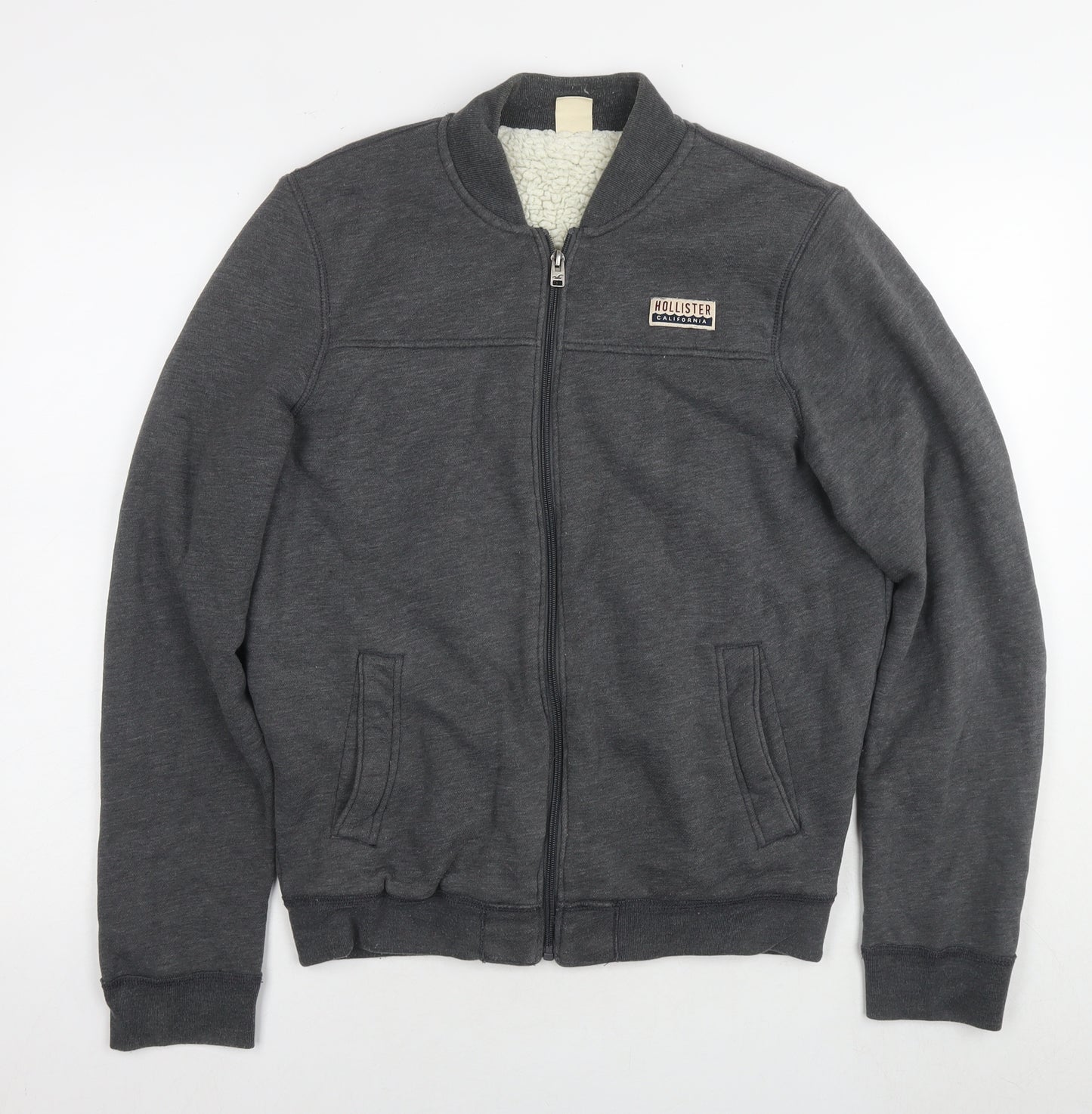 Hollister Mens Grey Cotton Full Zip Hoodie Size M