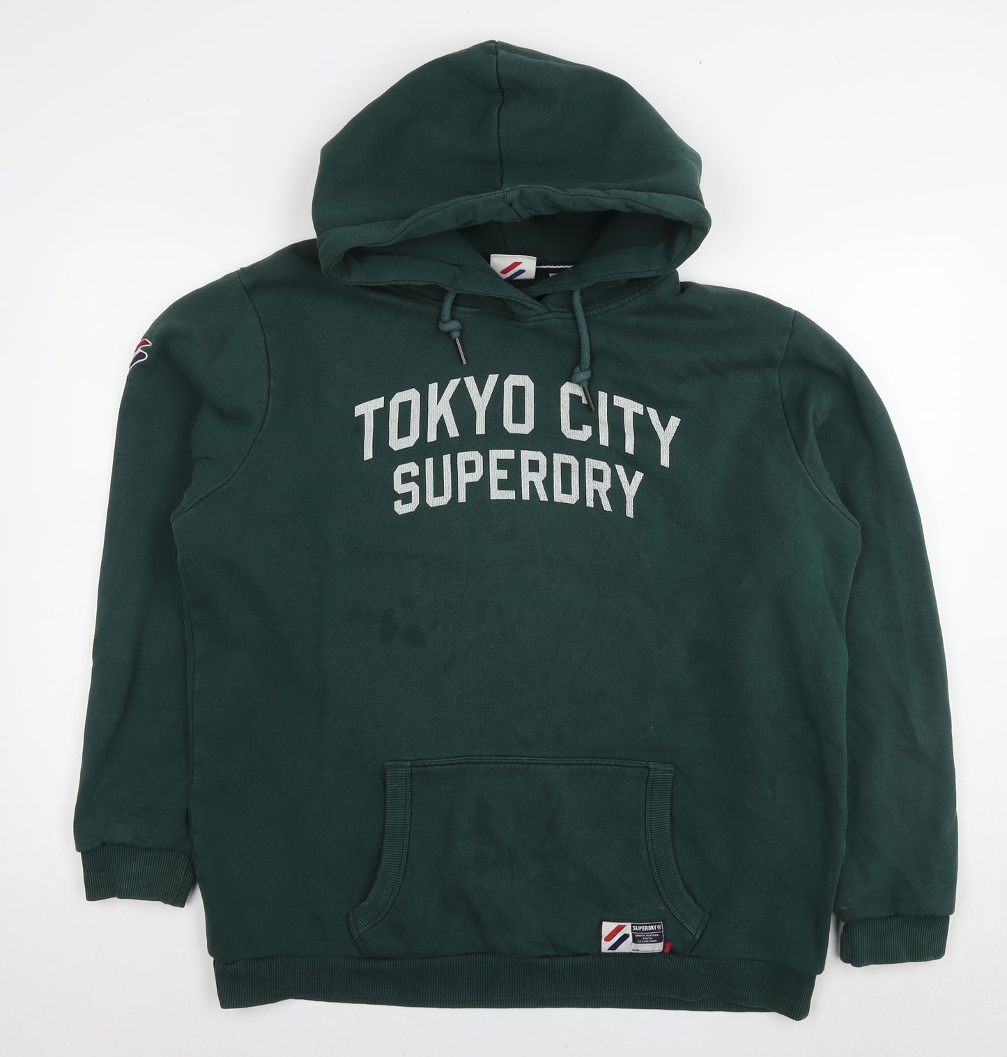 Superdry Mens Green Cotton Pullover Hoodie Size M - Logo Size M/L