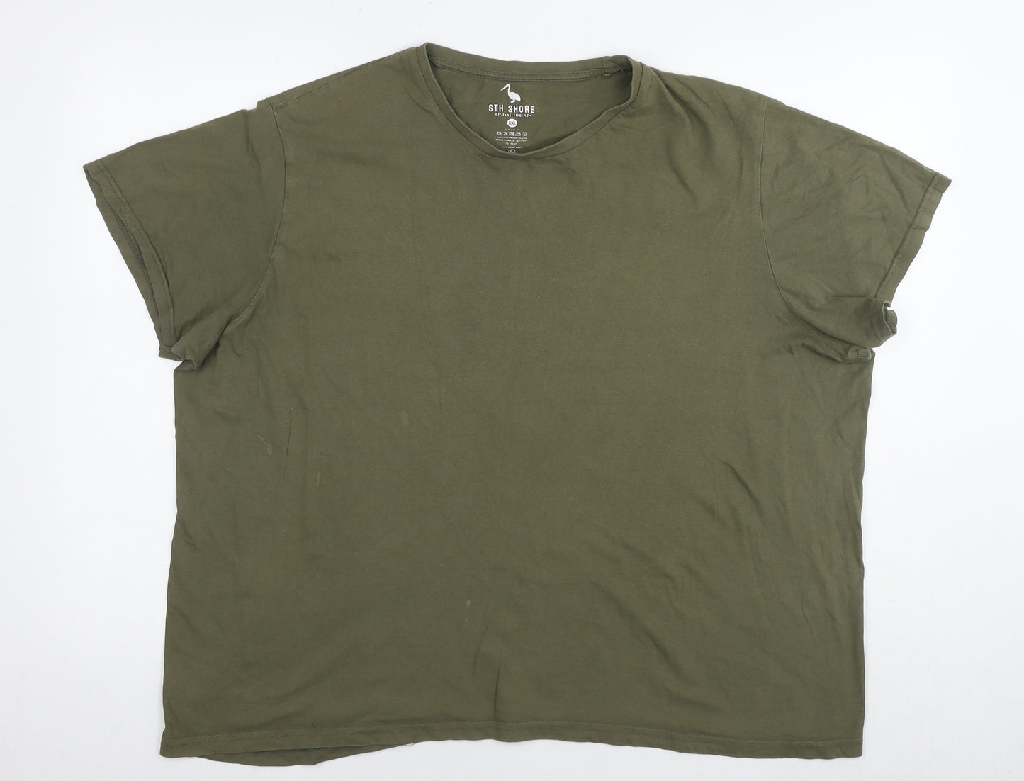 Sht Shore Womens Green Cotton Basic T-Shirt Size 2XL Round Neck