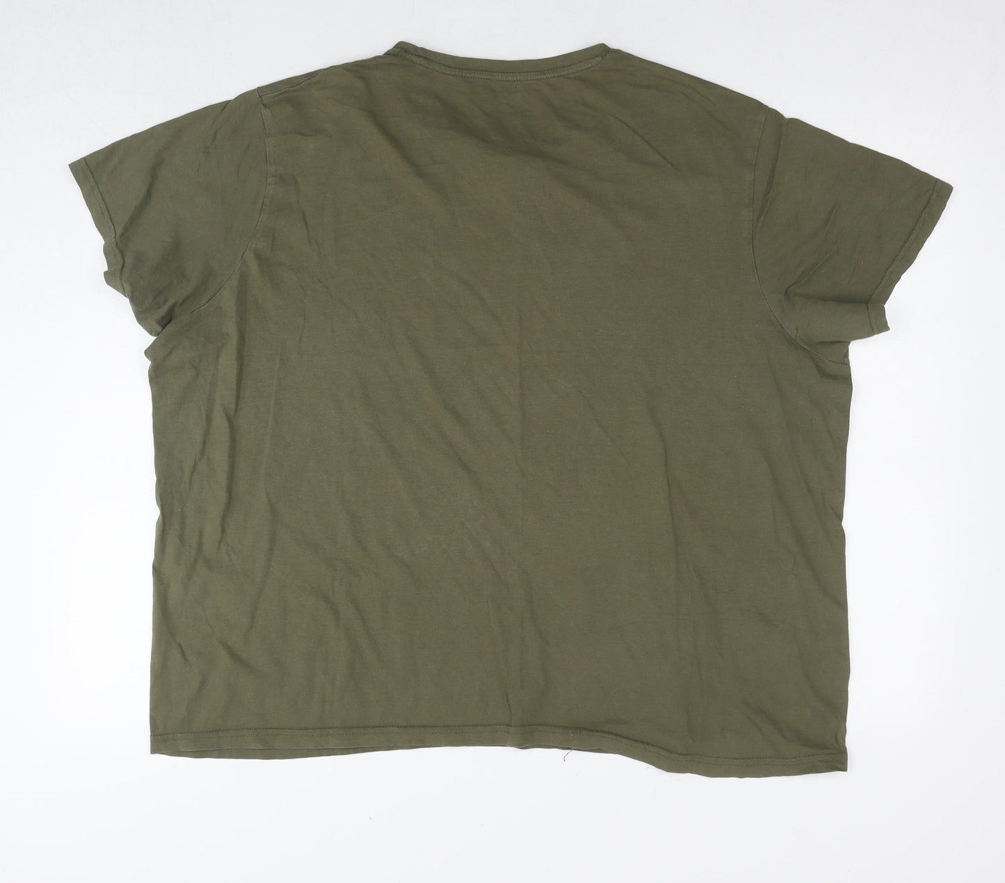 Sht Shore Womens Green Cotton Basic T-Shirt Size 2XL Round Neck