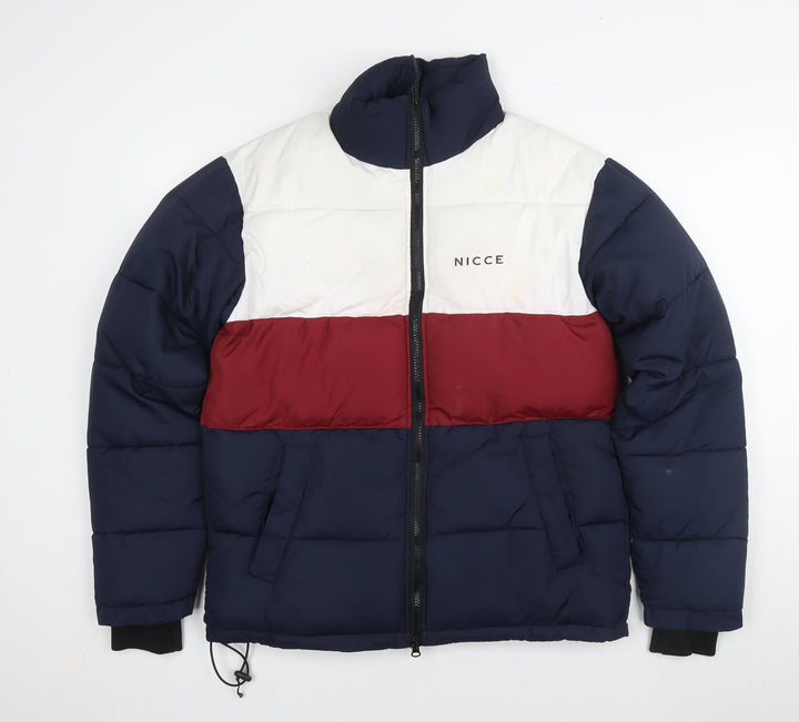 NICCE London Mens Multicoloured Striped Puffer Jacket Jacket Size XS Zip