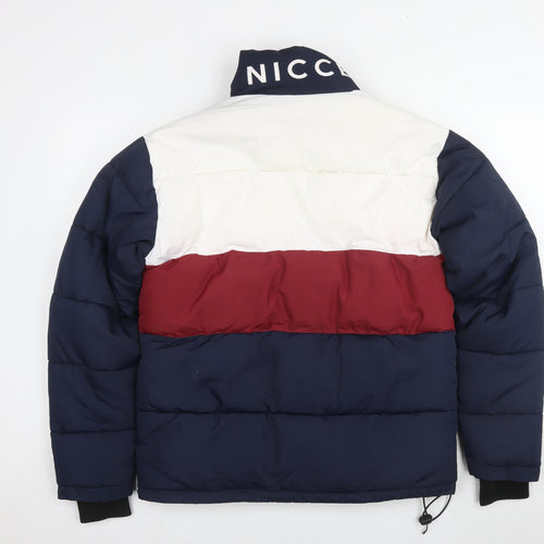 NICCE London Mens Multicoloured Striped Puffer Jacket Jacket Size XS Zip