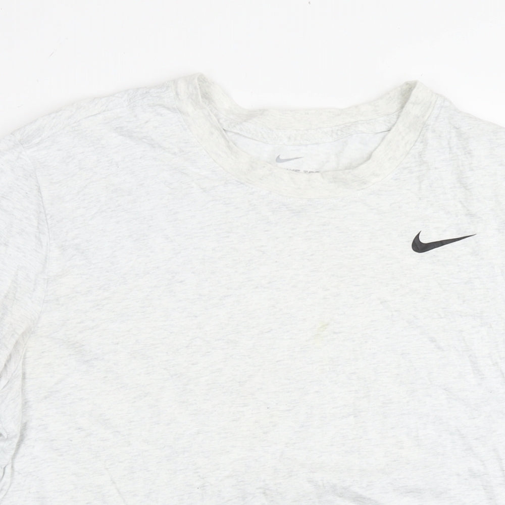 Nike Womens Grey Cotton Basic T-Shirt Size M Round Neck - Unisex