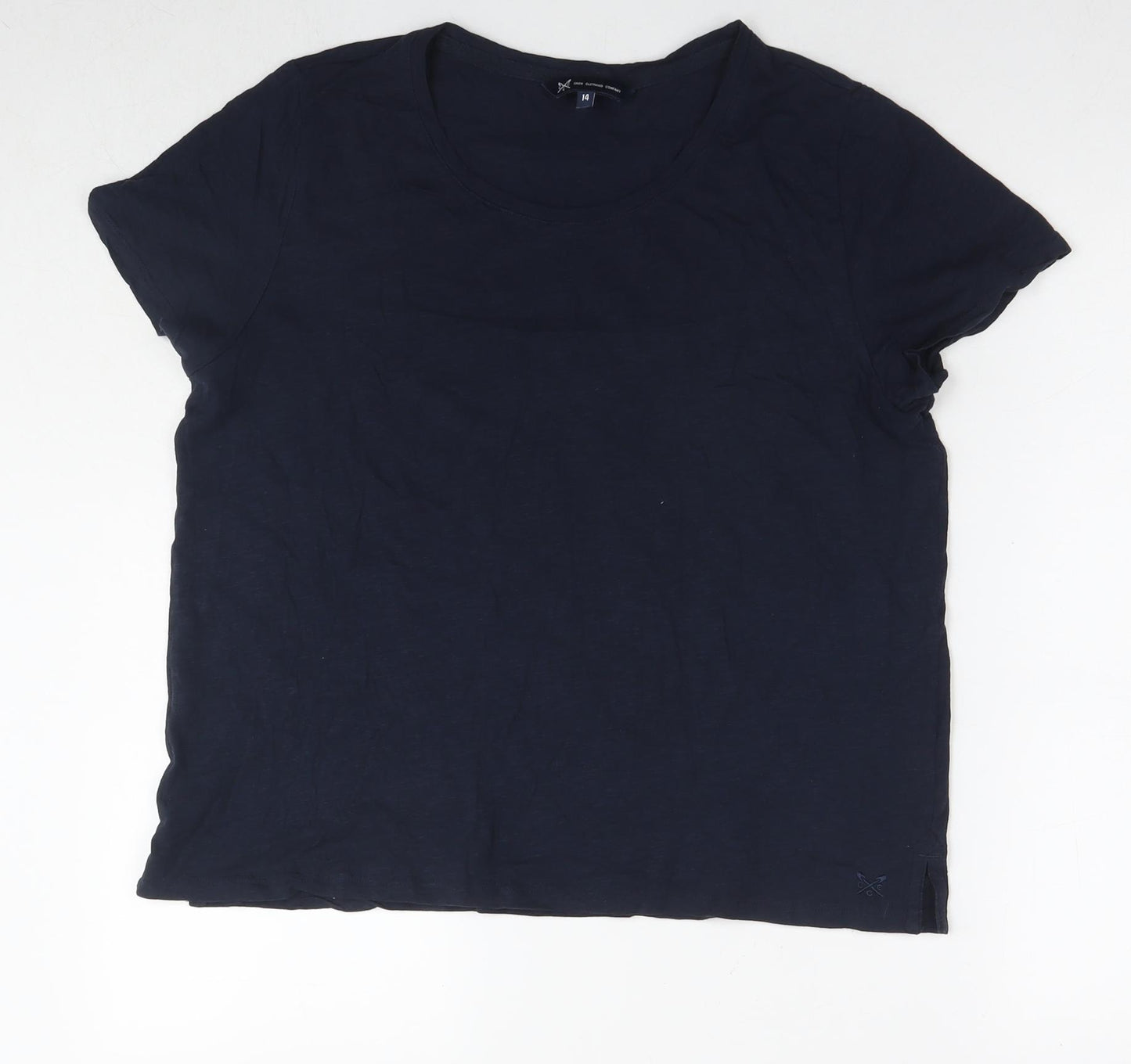 Crew Clothing Womens Blue Cotton Basic T-Shirt Size 14 Round Neck