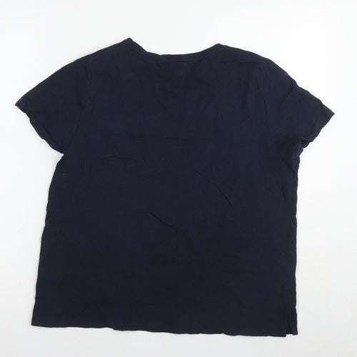 Crew Clothing Womens Blue Cotton Basic T-Shirt Size 14 Round Neck