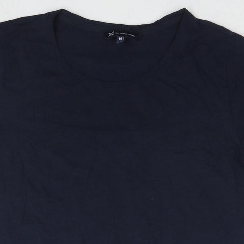 Crew Clothing Womens Blue Cotton Basic T-Shirt Size 14 Round Neck