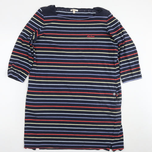 Barbour Womens Blue Striped Cotton T-Shirt Dress Size 16 Round Neck Pullover