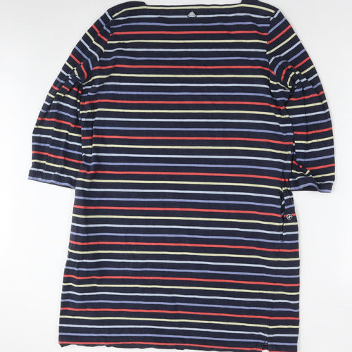 Barbour Womens Blue Striped Cotton T-Shirt Dress Size 16 Round Neck Pullover