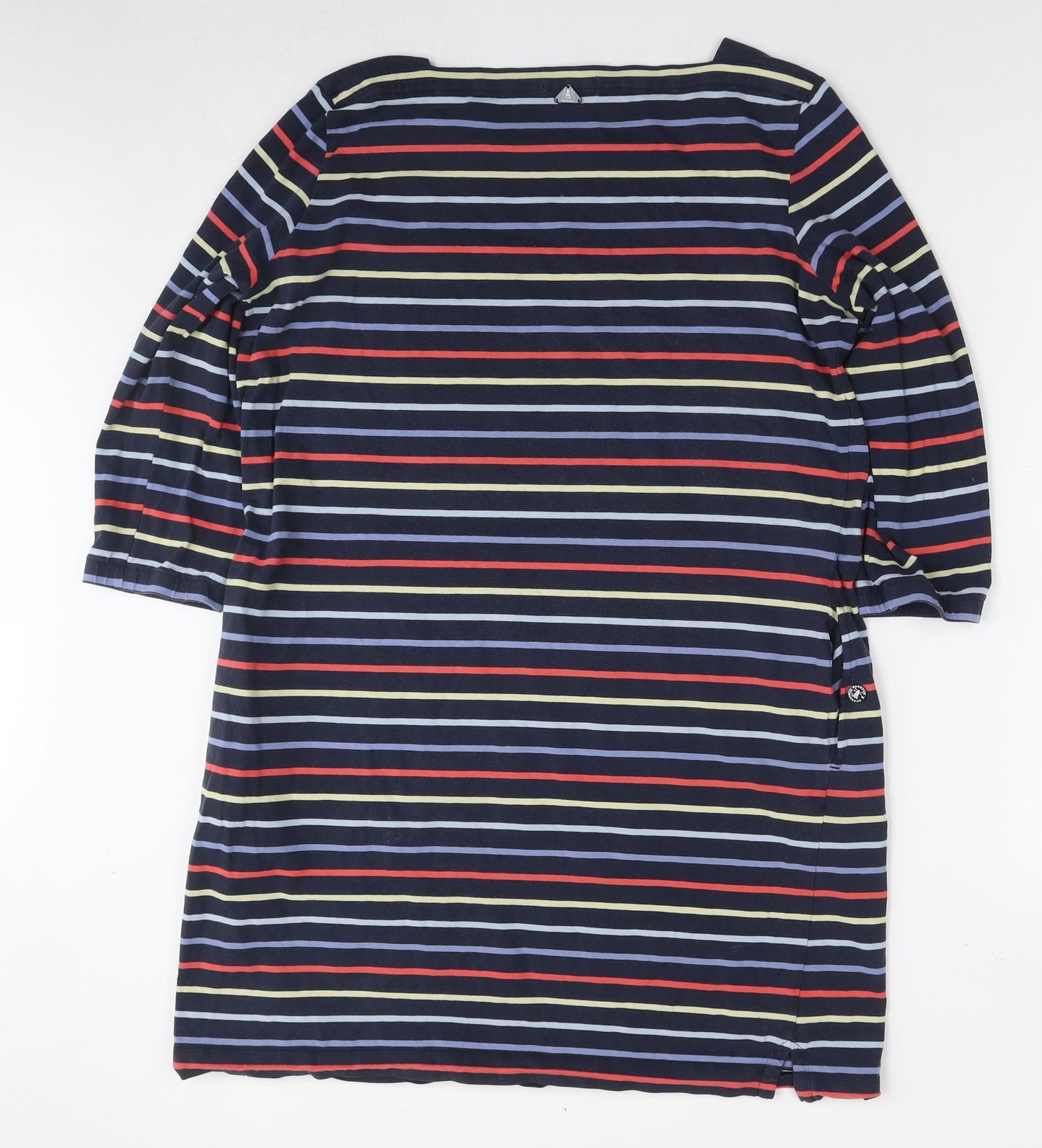 Barbour Womens Blue Striped Cotton T-Shirt Dress Size 16 Round Neck Pullover