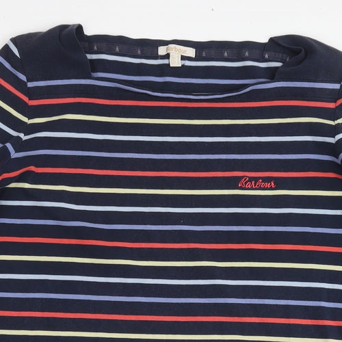 Barbour Womens Blue Striped Cotton T-Shirt Dress Size 16 Round Neck Pullover