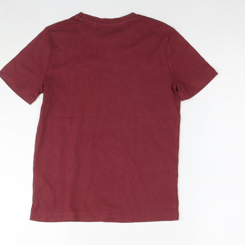 Jack Wills Boys Red Cotton Basic T-Shirt Size 9-10 Years Round Neck Pullover - Logo