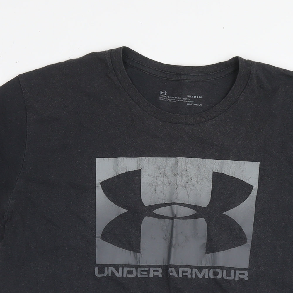Under armour Mens Black Cotton T-Shirt Size M Round Neck