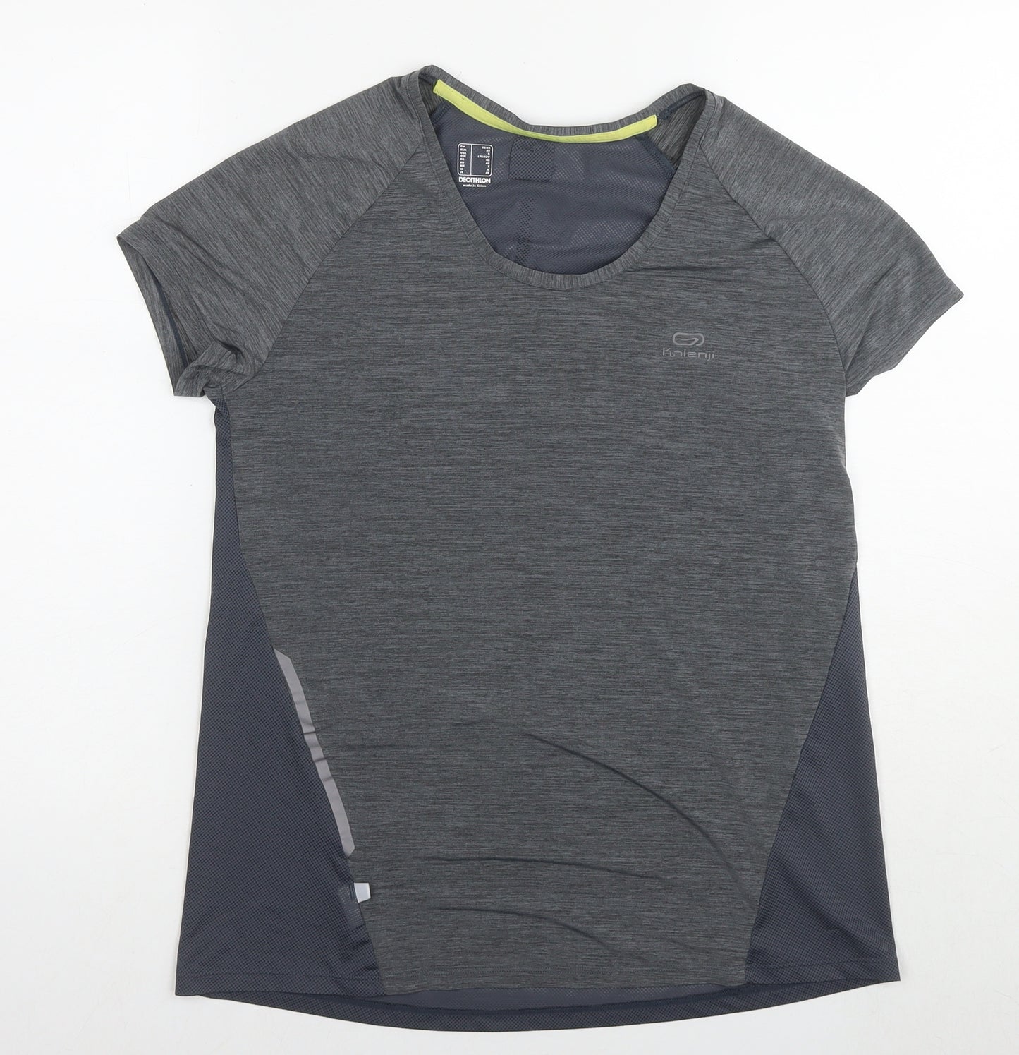 DECATHLON Womens Grey Polyester Basic T-Shirt Size 12 Round Neck Pullover