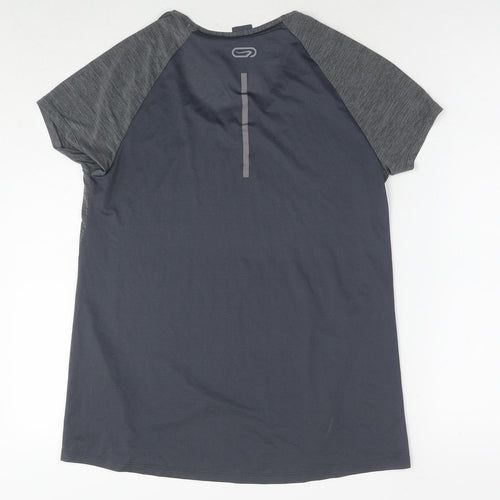 DECATHLON Womens Grey Polyester Basic T-Shirt Size 12 Round Neck Pullover