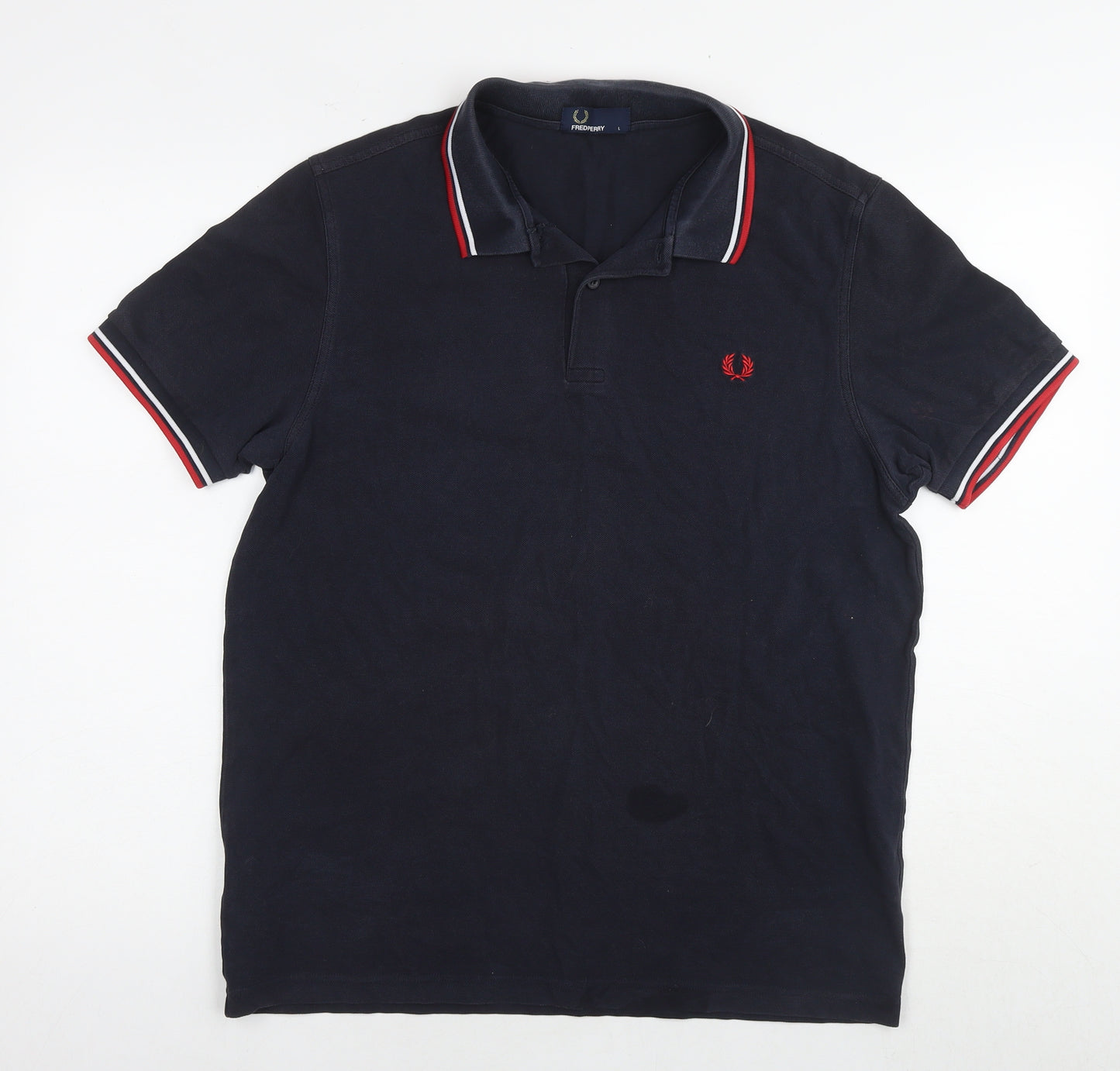 Fred Perry Mens Blue Cotton Polo Size L Collared Pullover