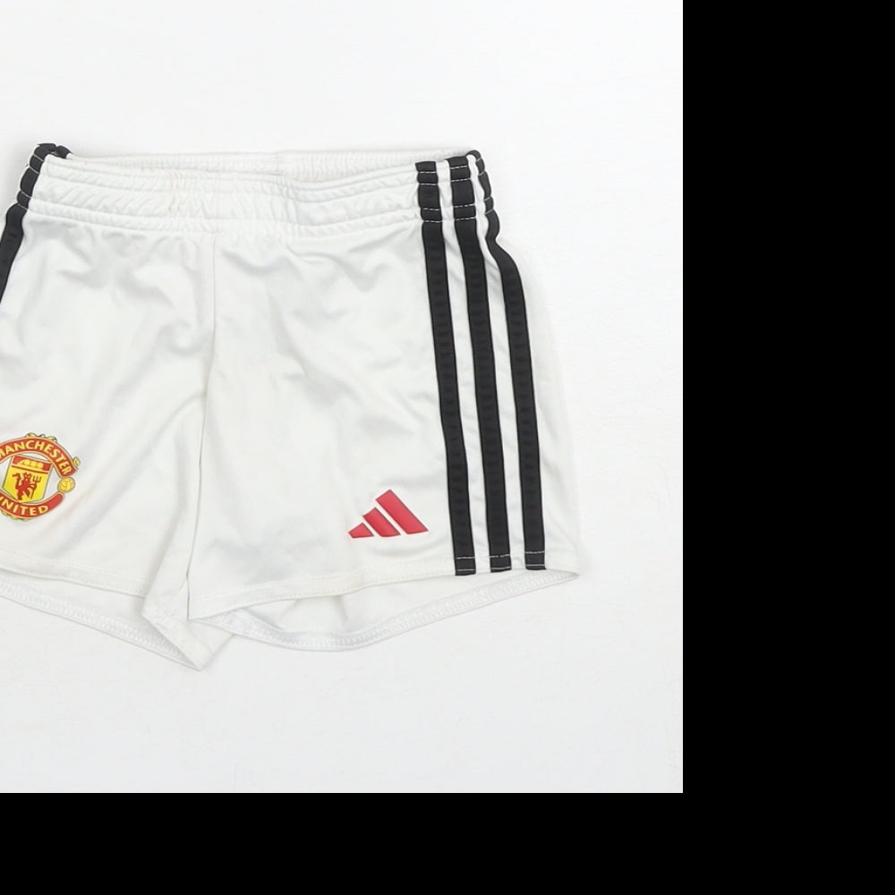 adidas Boys White Polyester Jogger Trousers Size 12-18 Months Pullover - Manchester United Shorts