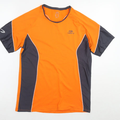 Kalenji Womens Orange Polyester Basic T-Shirt Size S Round Neck Pullover