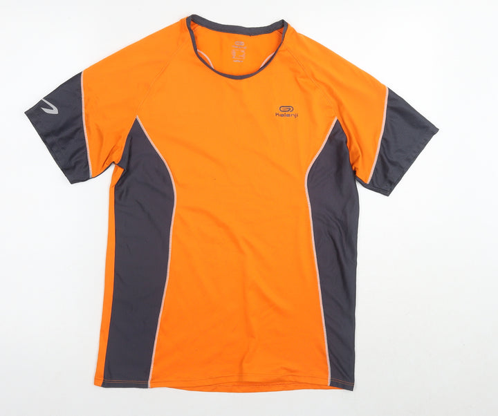 Kalenji Womens Orange Polyester Basic T-Shirt Size S Round Neck Pullover