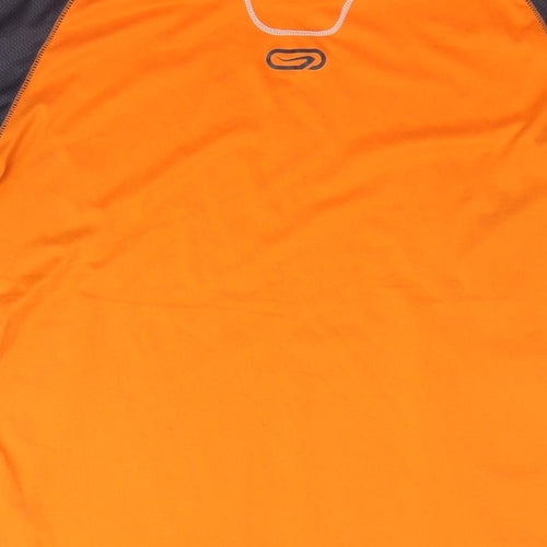 Kalenji Womens Orange Polyester Basic T-Shirt Size S Round Neck Pullover