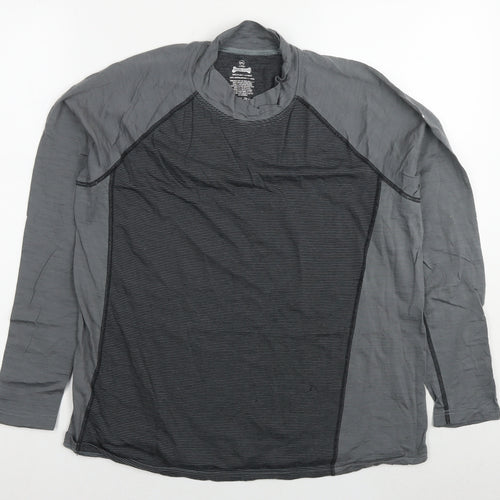 Driza-Bone Womens Grey Striped Cotton Basic T-Shirt Size 2XL Round Neck