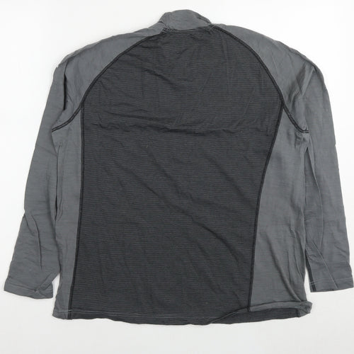 Driza-Bone Womens Grey Striped Cotton Basic T-Shirt Size 2XL Round Neck