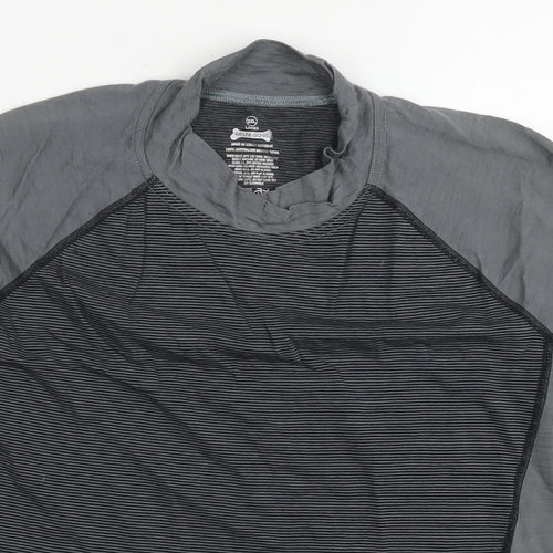 Driza-Bone Womens Grey Striped Cotton Basic T-Shirt Size 2XL Round Neck
