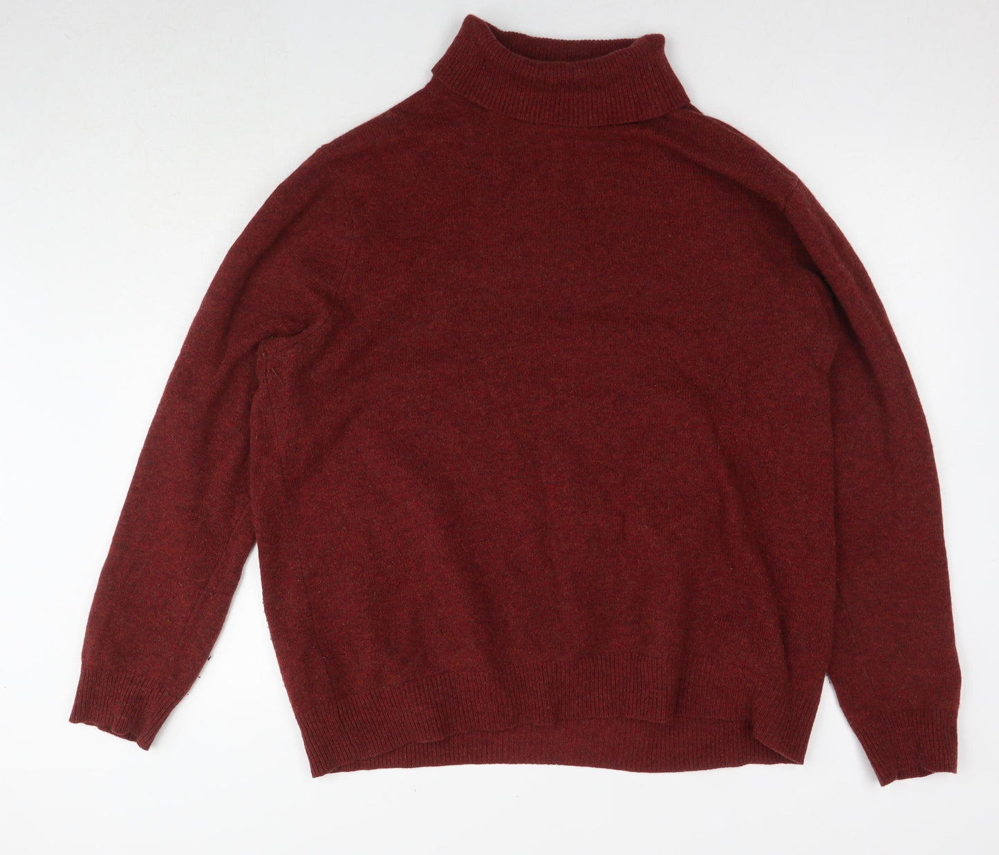 Uniqlo Mens Red Roll Neck Wool Pullover Jumper Size 3XL Long Sleeve