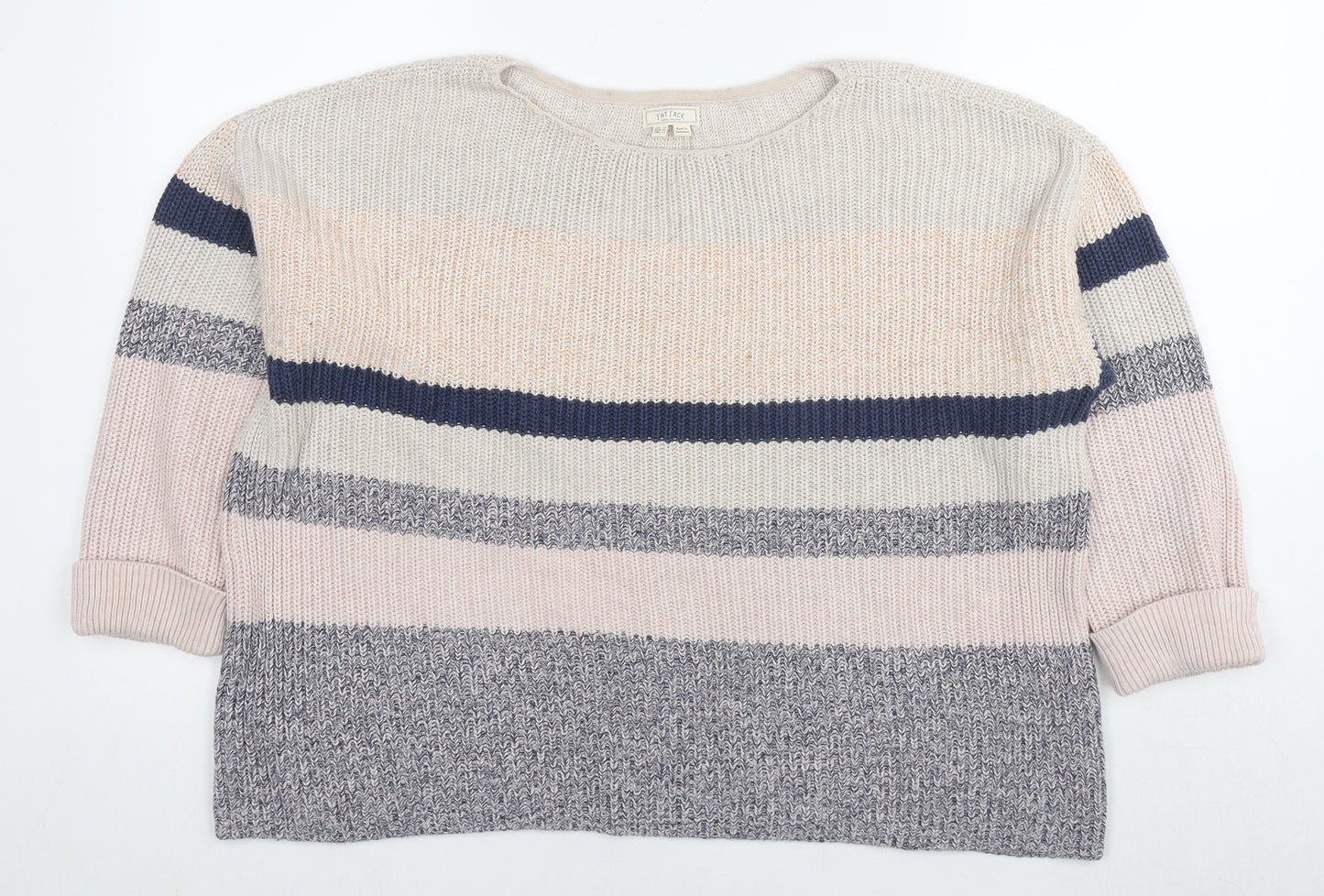 Fat Face Womens Multicoloured Round Neck Striped Cotton Pullover Jumper Size 14