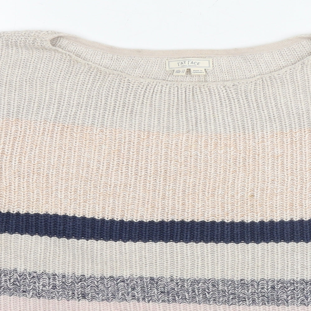 Fat Face Womens Multicoloured Round Neck Striped Cotton Pullover Jumper Size 14