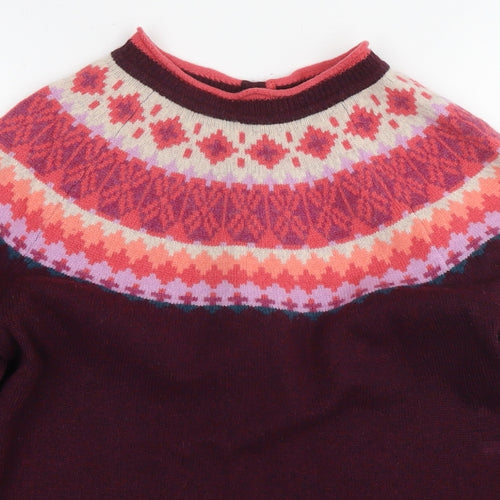 KEW Womens Purple Round Neck Fair Isle Wool Pullover Jumper Size 14