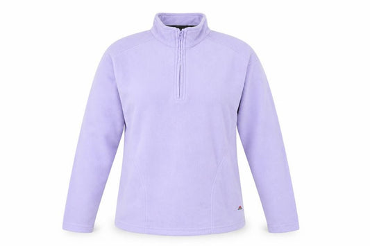 Front view of Wynnster women’s purple 100% polyester pullover sweatshirt, size UK 14, zip
