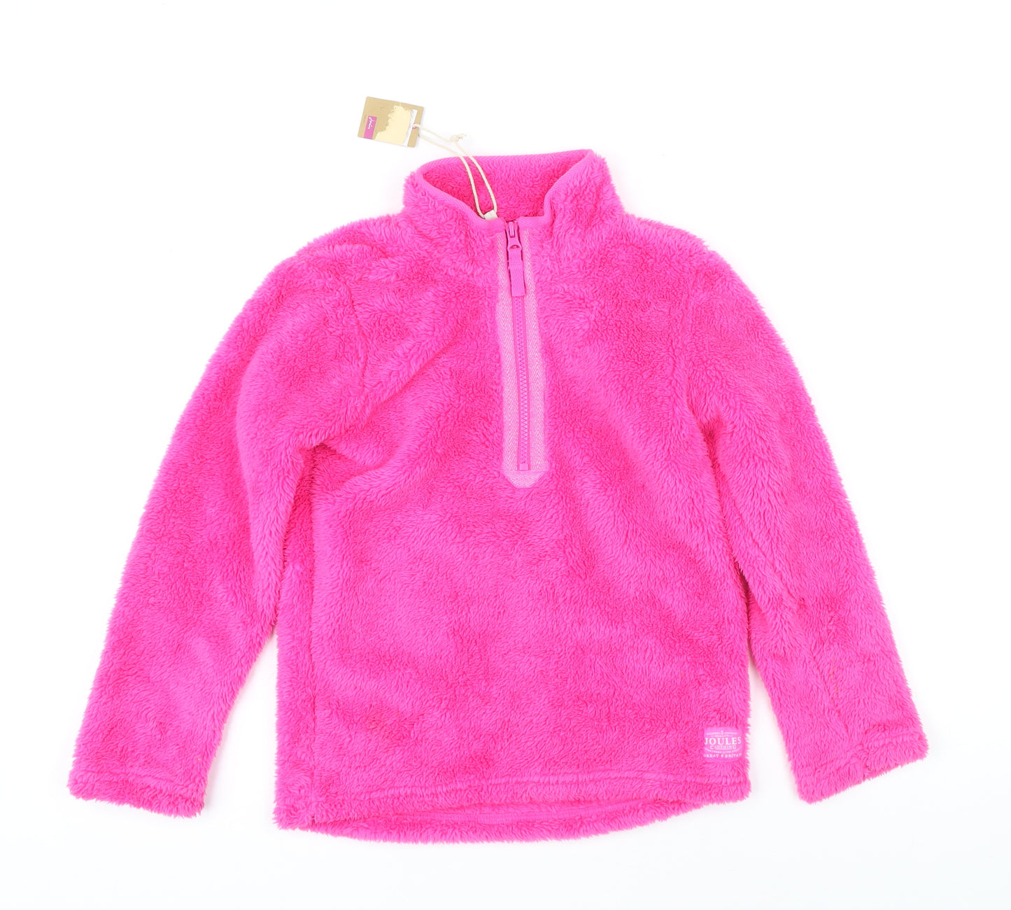 Joules Girls Pink 100% Polyester Henley Sweatshirt Size 7-8 Years Zip