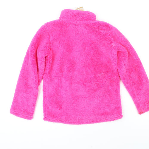 Joules Girls Pink 100% Polyester Henley Sweatshirt Size 7-8 Years Zip