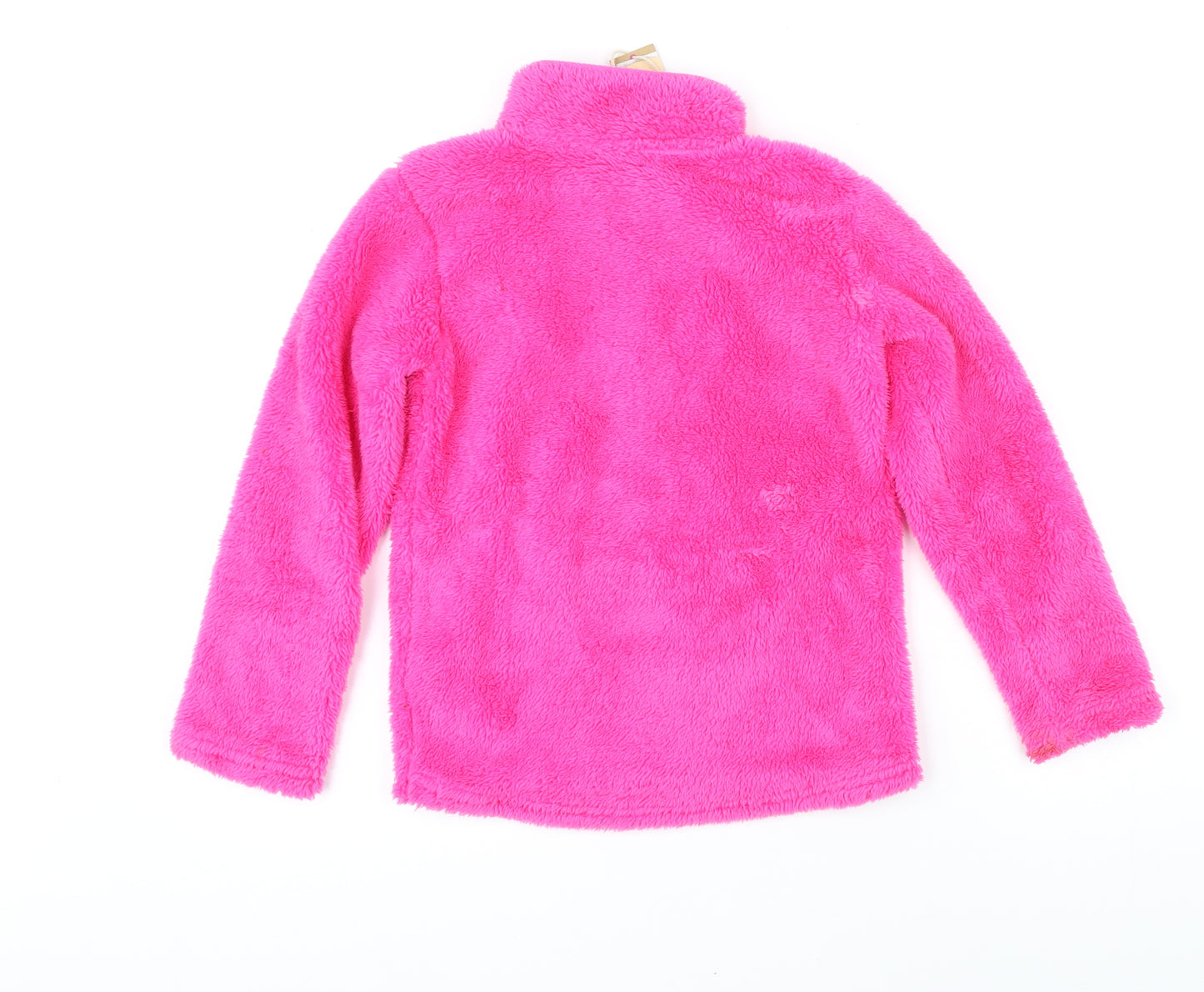 Joules Girls Pink 100% Polyester Henley Sweatshirt Size 7-8 Years Zip