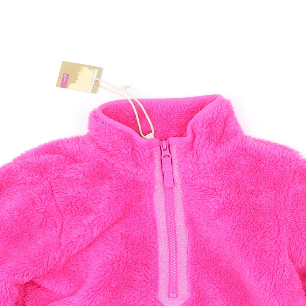 Joules Girls Pink 100% Polyester Henley Sweatshirt Size 7-8 Years Zip