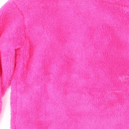 Joules Girls Pink 100% Polyester Henley Sweatshirt Size 7-8 Years Zip