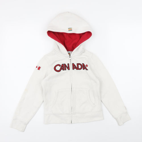 Canada Girls White Cotton Full Zip Hoodie Size 6 Years Zip - Canada