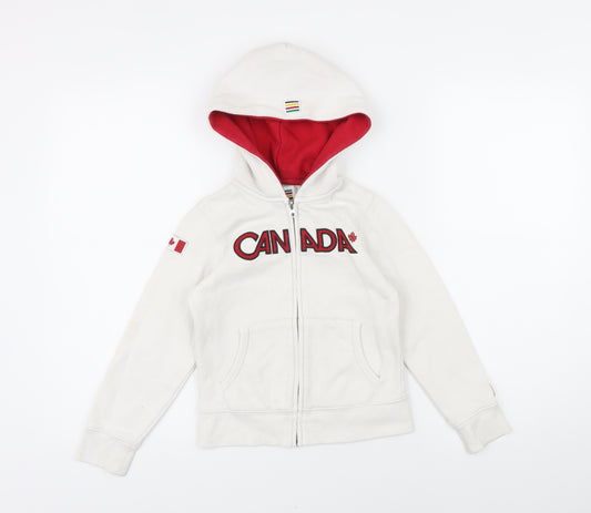 Canada Girls White Cotton Full Zip Hoodie Size 6 Years Zip - Canada
