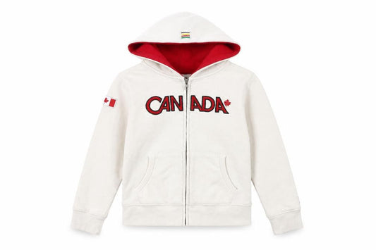 Canada Girls White Cotton Full Zip Hoodie Size 6 Years Zip - Canada