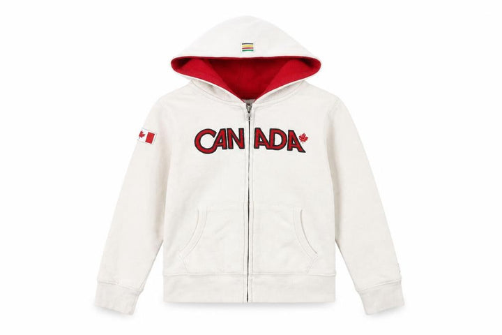 Canada Girls White Cotton Full Zip Hoodie Size 6 Years Zip - Canada