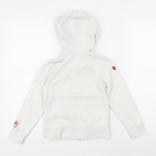 Canada Girls White Cotton Full Zip Hoodie Size 6 Years Zip - Canada